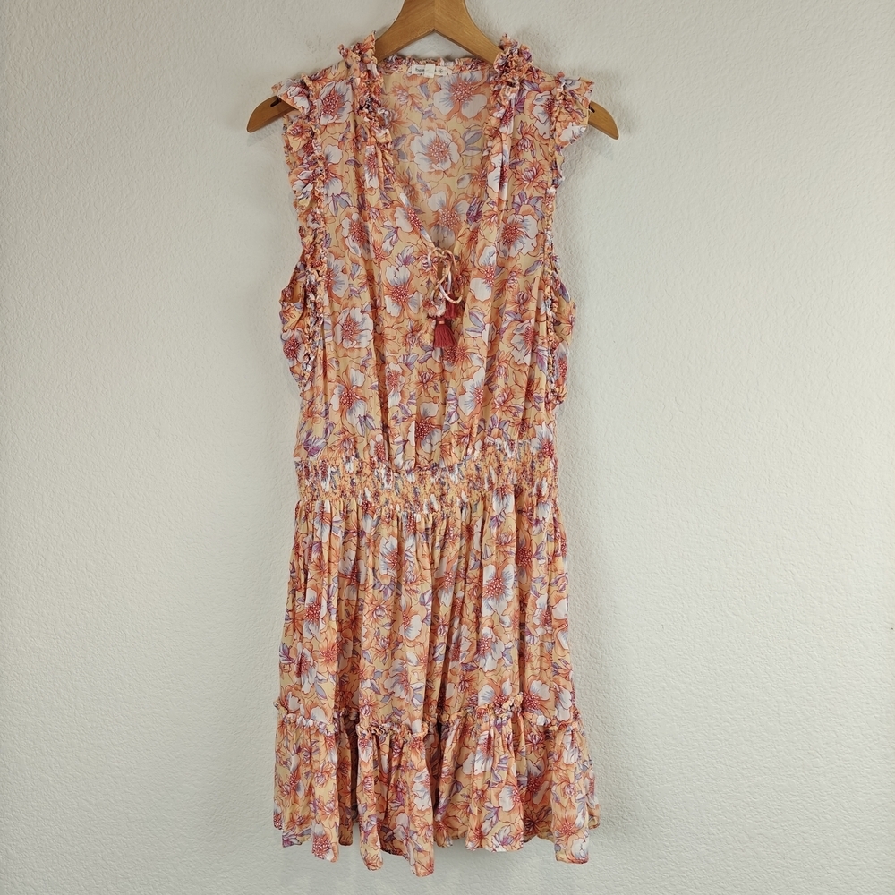 Poupette St Barth Nwot 'Triny' Ruffle-Trim Mini Dress, Yellow Dahlia - Large - Picture 4 of 16